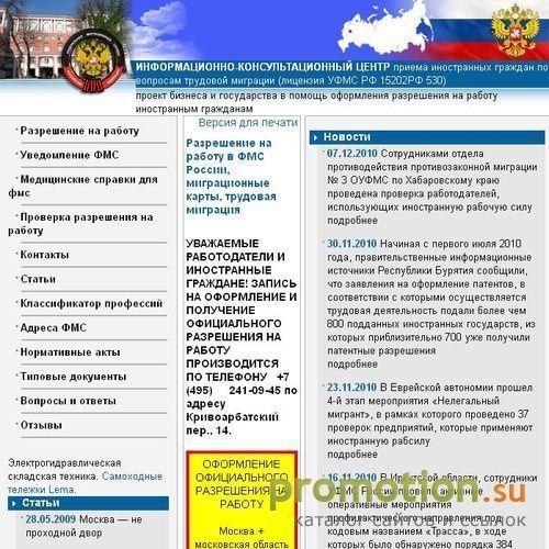 Архивное изображение: Разрешение на работу: условия. ФМС России: услуги